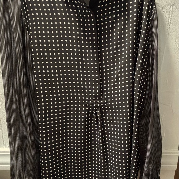 Anne Klein Black and White Polka Dot Blouse - Picture 1 of 7